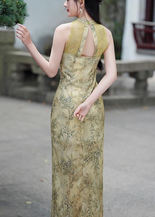 Slim split dress summer halter cheongsam for women