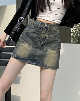 A-line summer skirt high waist denim short skirt