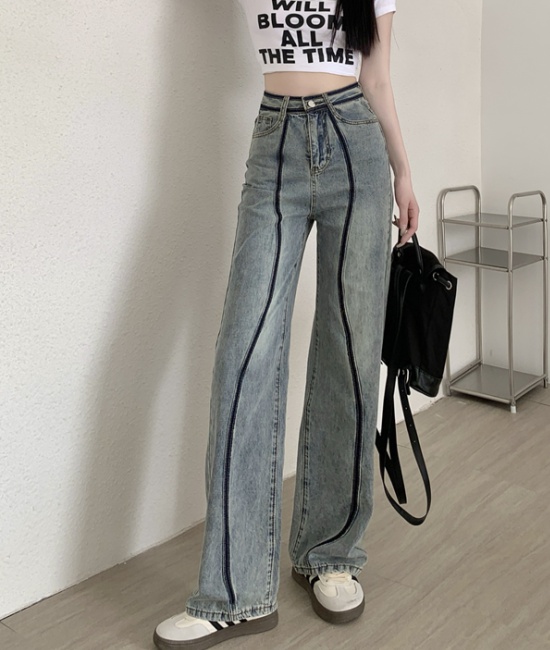 High waist loose wide leg niche jeans for women