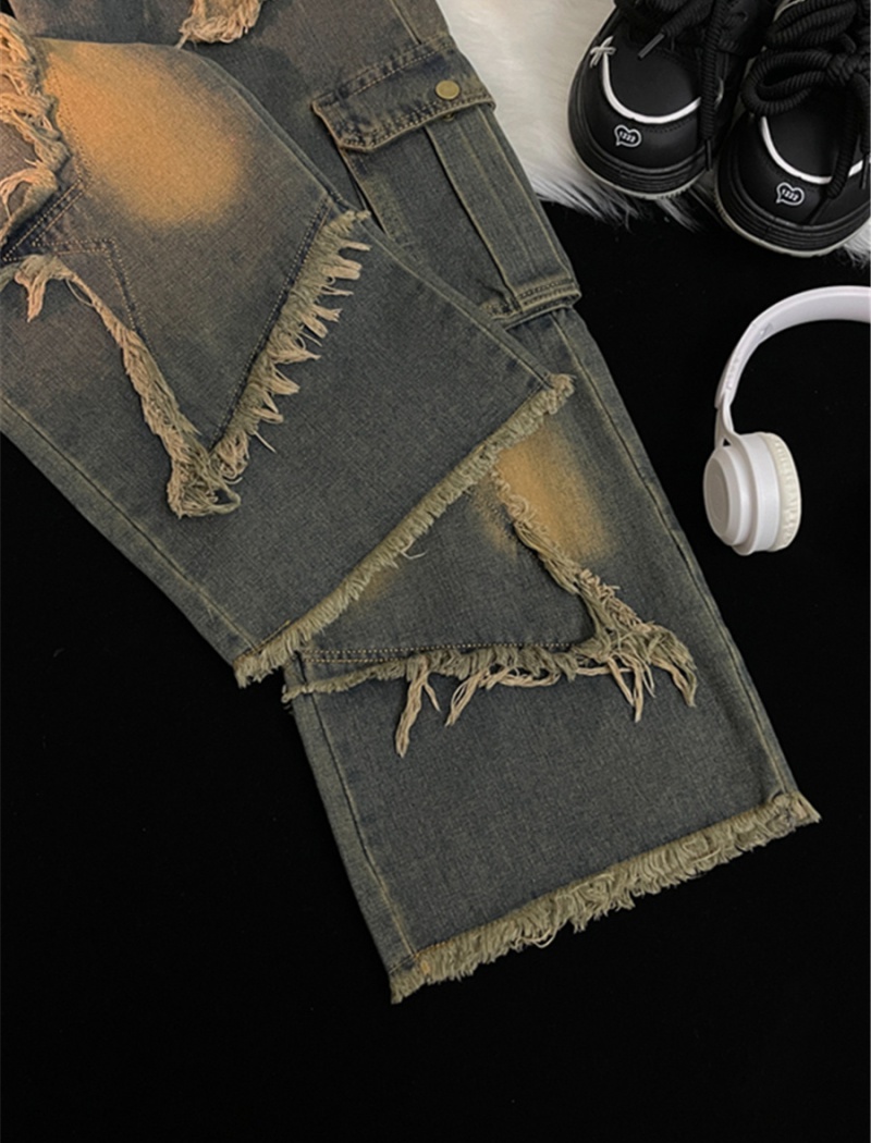 American style straight pants retro loose jeans for women