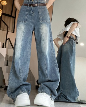 Summer large yard high waist casual pants thin retro jeans