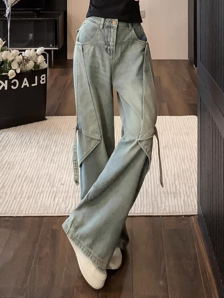 Washed long pants retro jeans for women