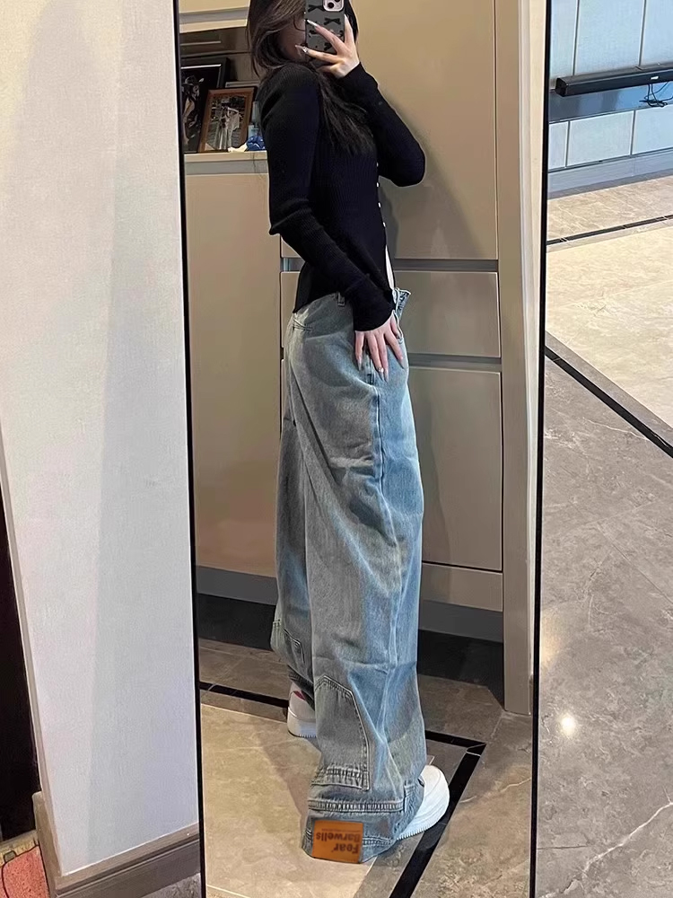 Loose straight pants American style jeans for women