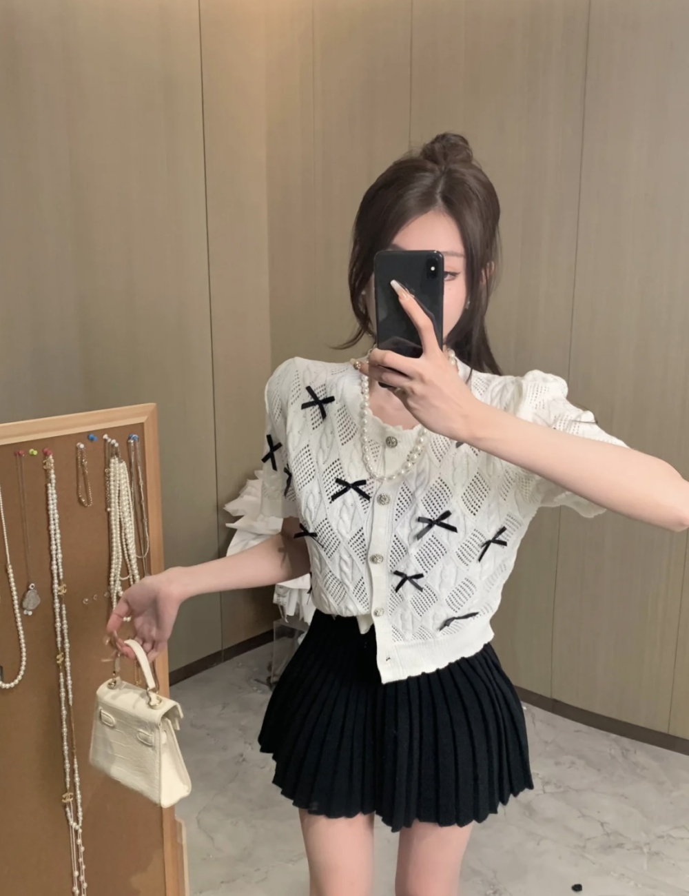 Tender stereoscopic cardigan bow decoration tops