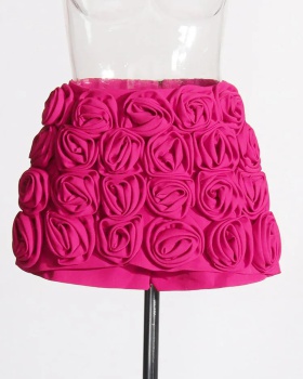 Spring stereoscopic skirt rose decoration slim pants