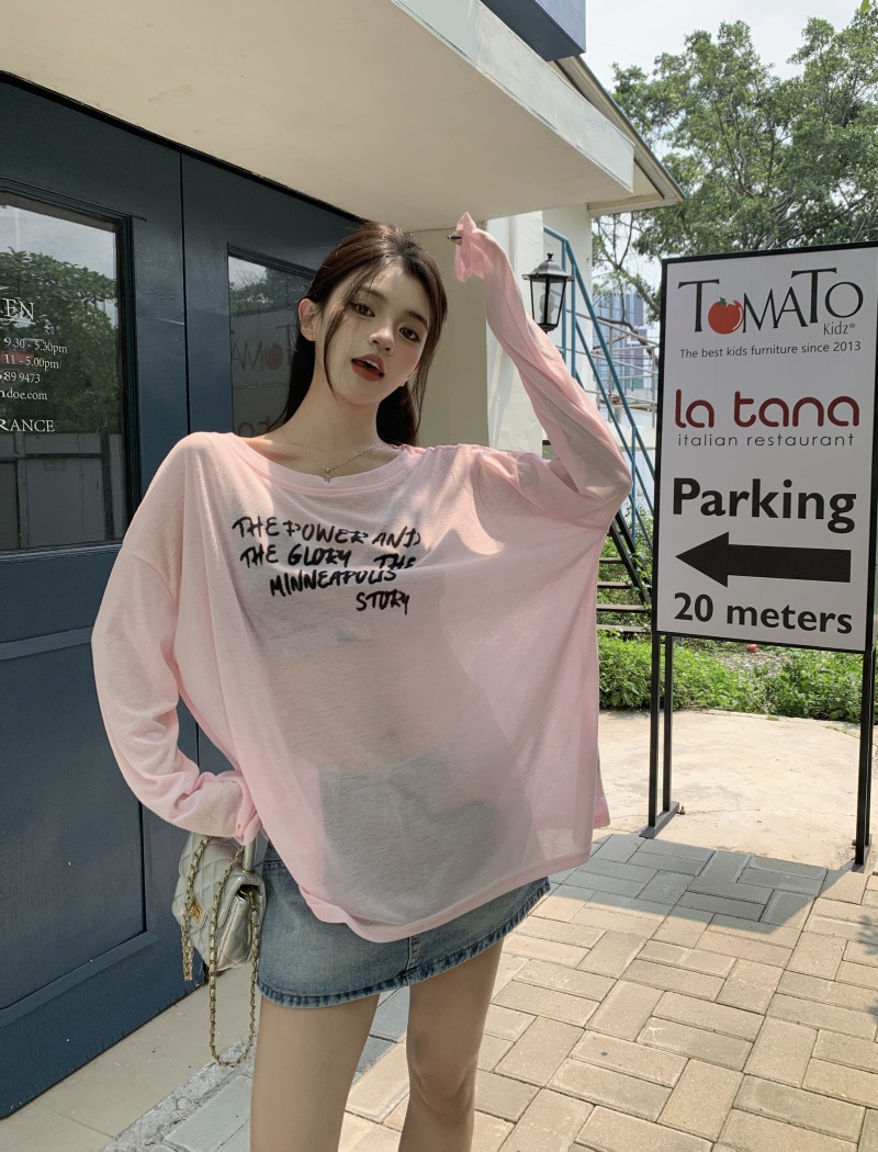 All-match sunscreen T-shirt loose letters tops