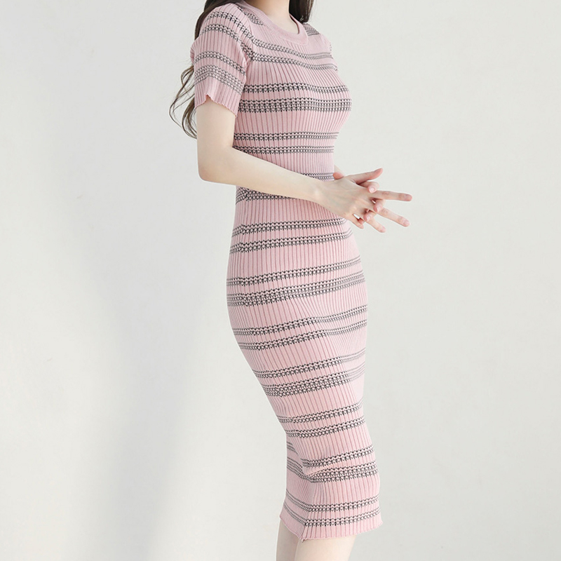 Hip Korean style T-back round neck dress for women