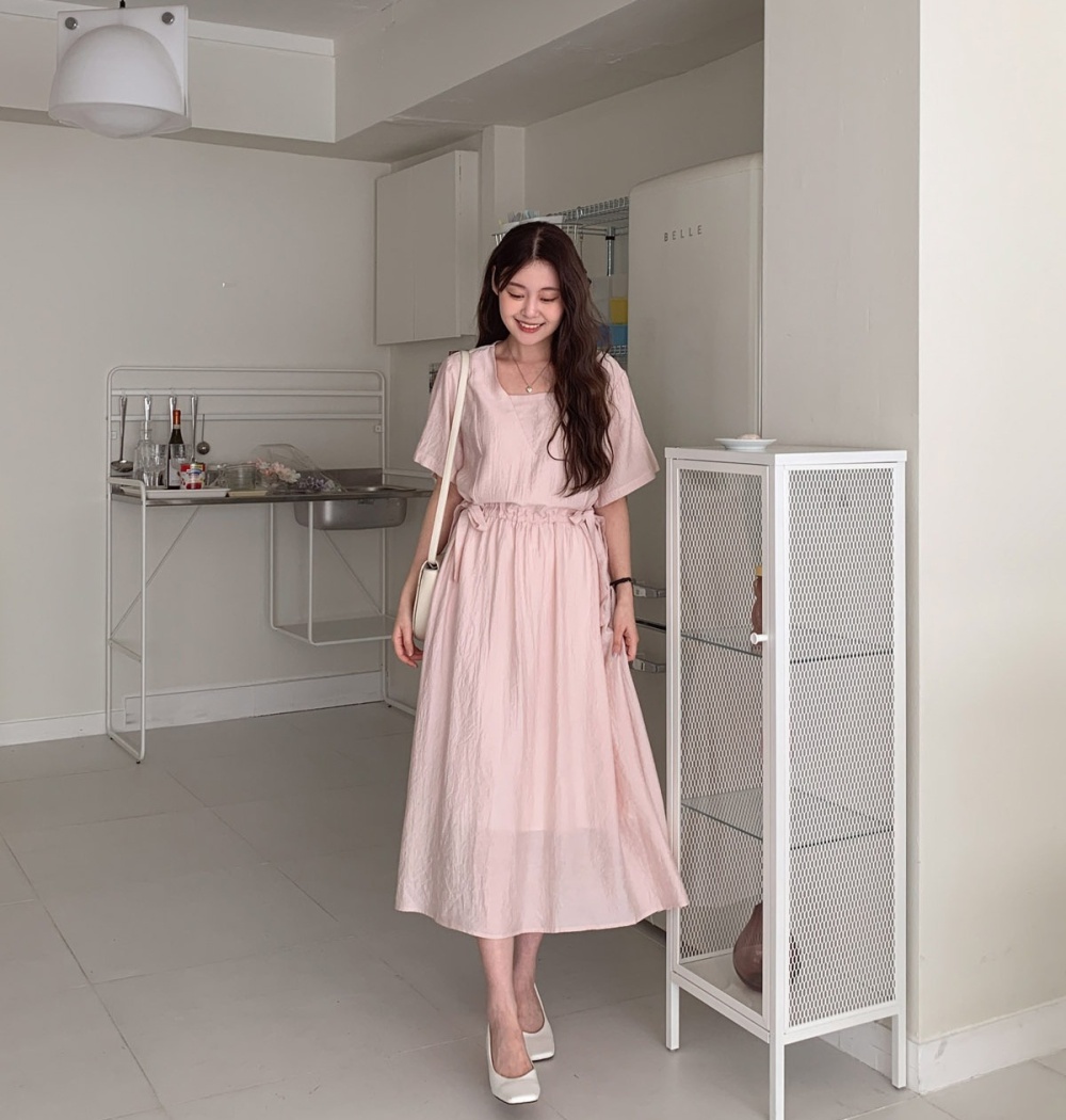 Short sleeve Korean style refreshing loose dress