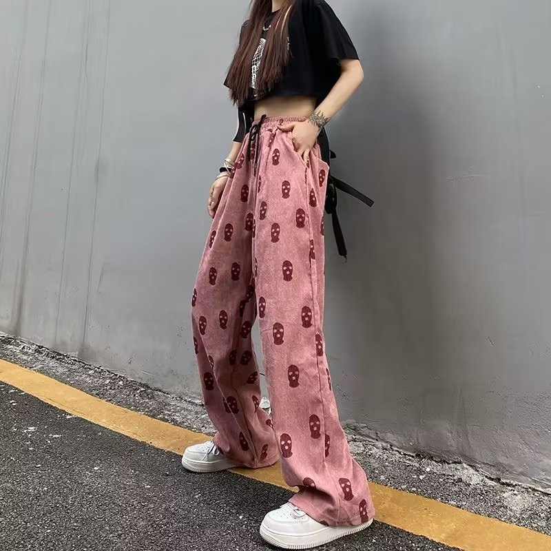 European style loose casual pants mopping wide leg pants