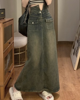 Denim slim high waist A-line skirt for women