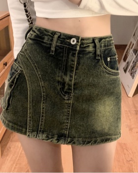 High waist denim shorts small fellow fat short skirt