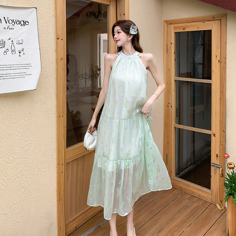 Refreshing halter lady dress vacation temperament long dress