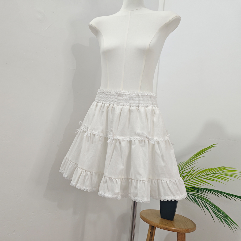 Ballet A-line short skirt lace white skirt for women