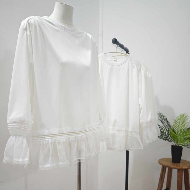 White fashionable Casual shirt lace all-match tops