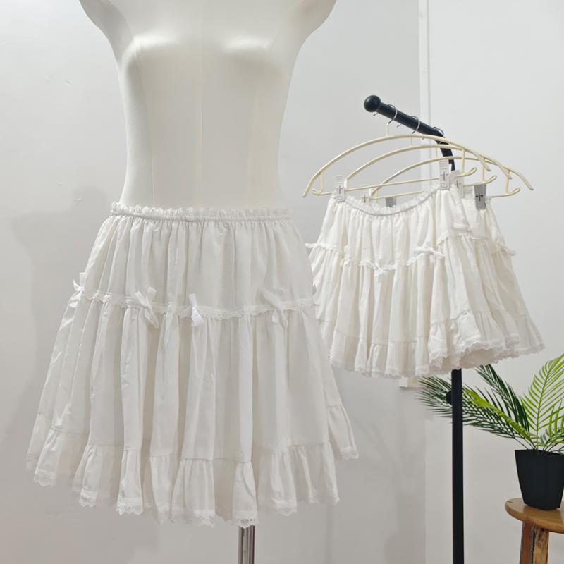 Ballet bow maiden splice lace cake short skirt