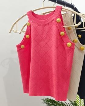Spring quilted pattern vest halter tops for women