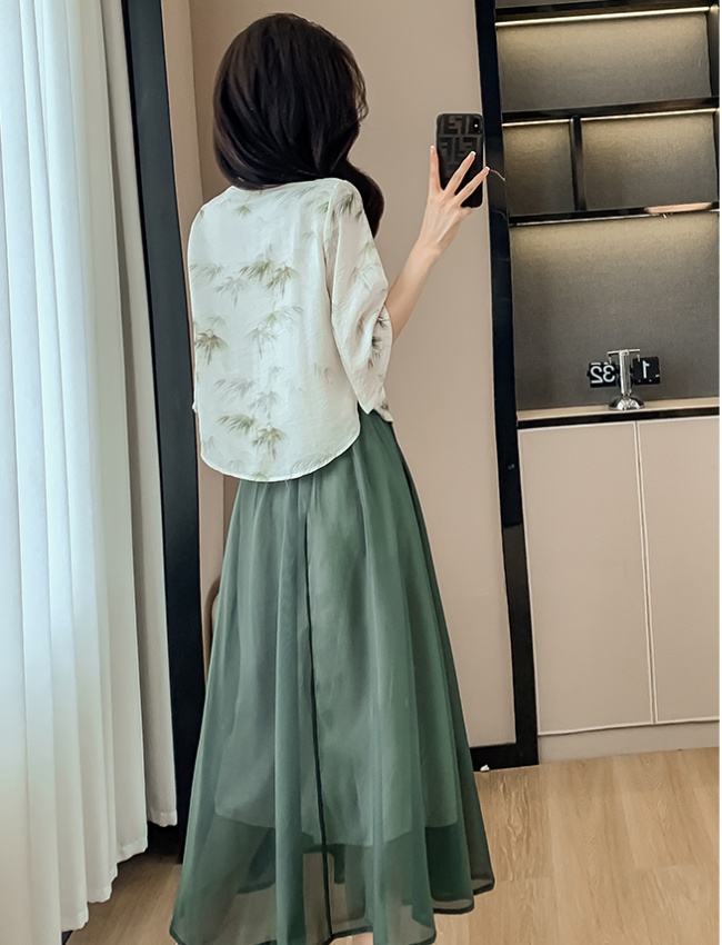 Summer cheongsam Han clothing skirt 2pcs set for women