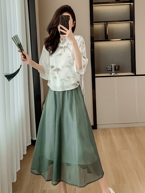 Summer cheongsam Han clothing skirt 2pcs set for women