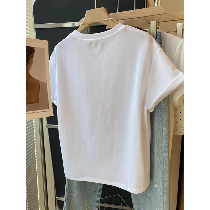 Loose printing pure cotton show young short sleeve T-shirt