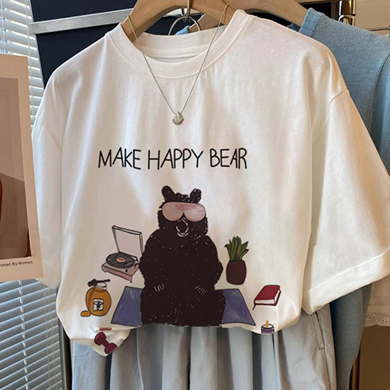 Kitten cartoon pure cotton printing T-shirt