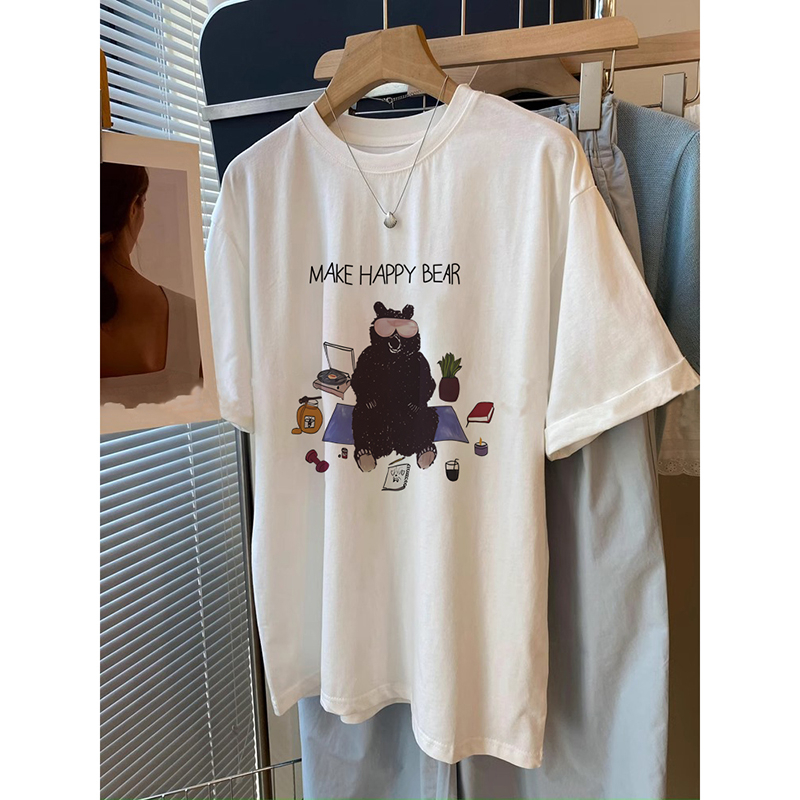 Kitten cartoon pure cotton printing T-shirt