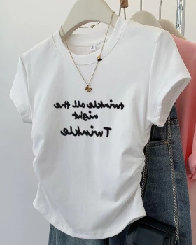 Summer short tops screw thread T-shirt for women