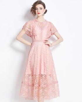 France style sweet lady long tender pinched waist dress for women