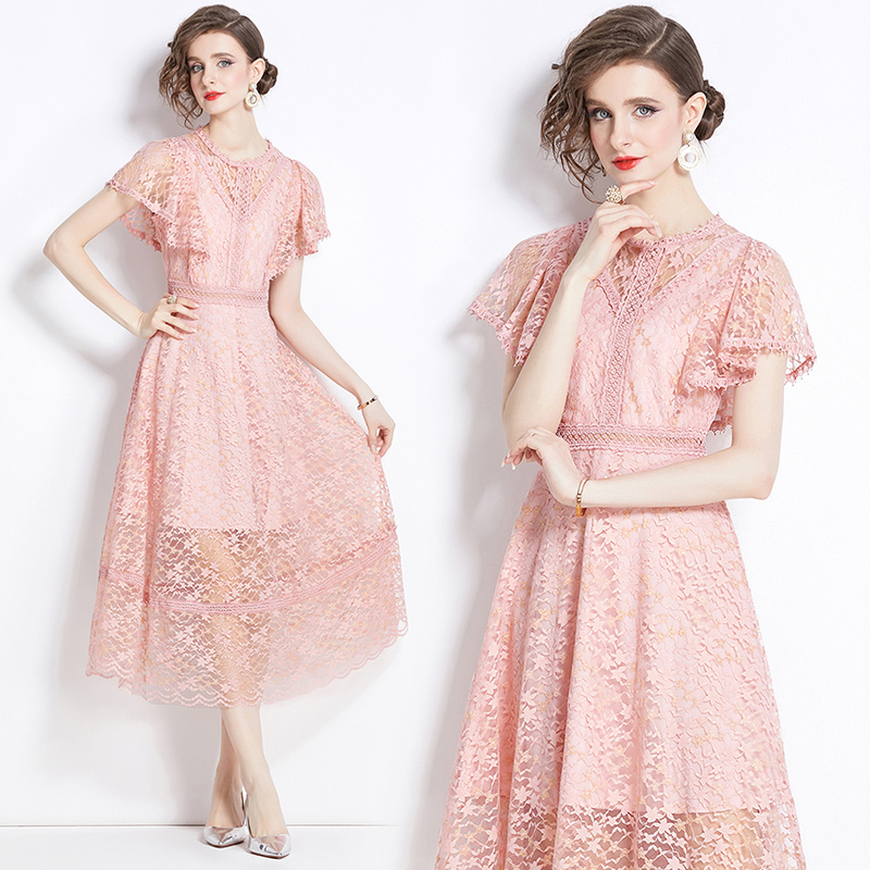 France style sweet lady long tender pinched waist dress for women