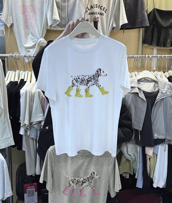 Loose printing show young short sleeve T-shirt