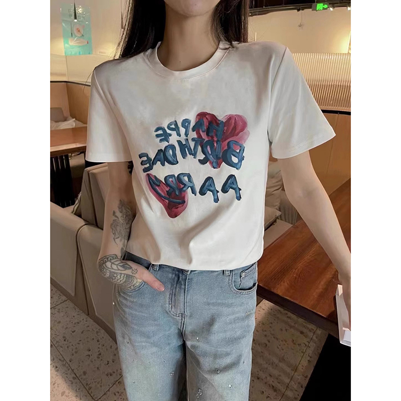 Short sleeve letters Korean style printing summer T-shirt