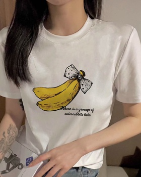 Banana printing summer Korean style T-shirt for women