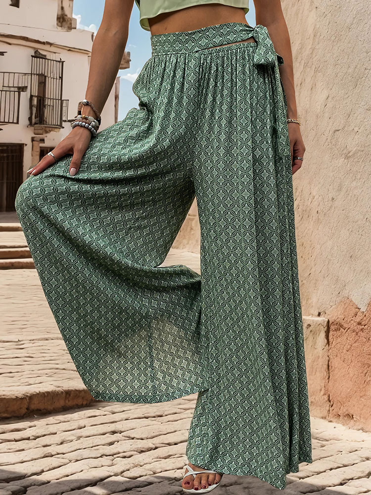 European style national style wide leg pants for women