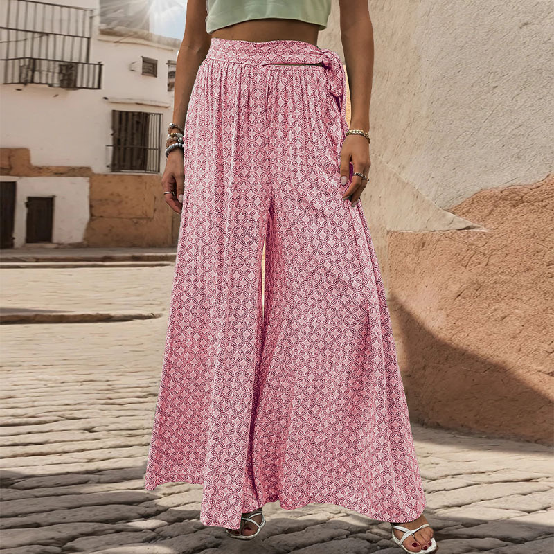 European style national style wide leg pants for women