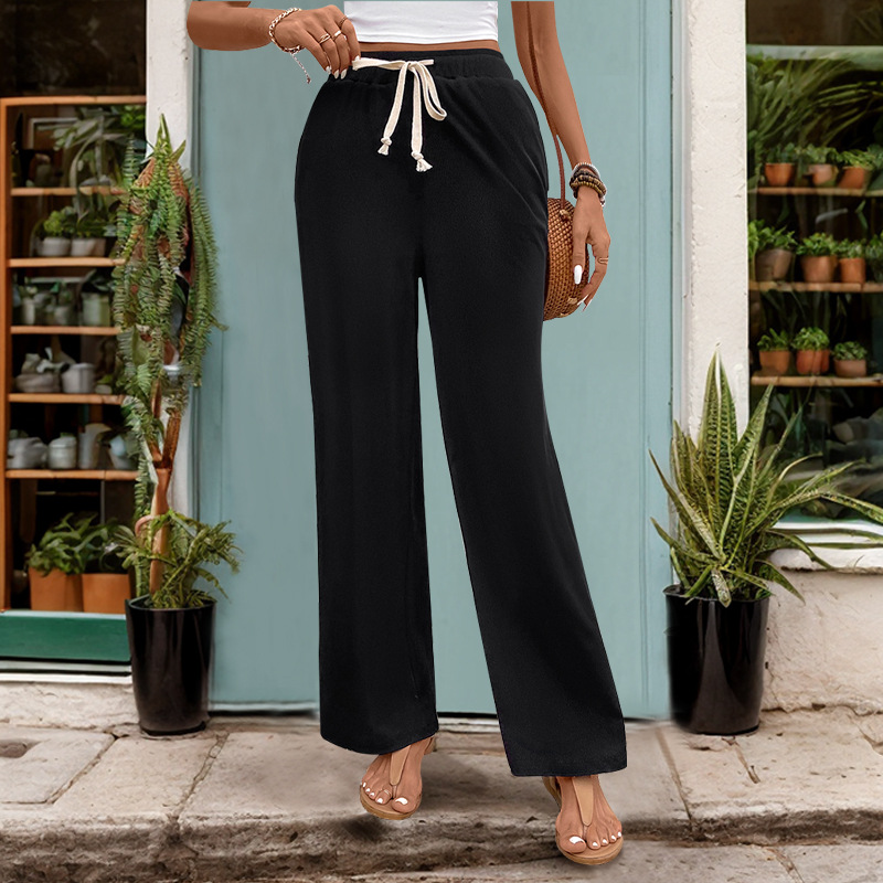 Straight casual pants black pants for women