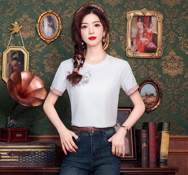 Chinese style light small shirt retro T-shirt for women