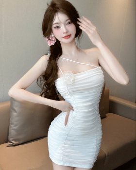 Rose package hip charming stereoscopic sling dress