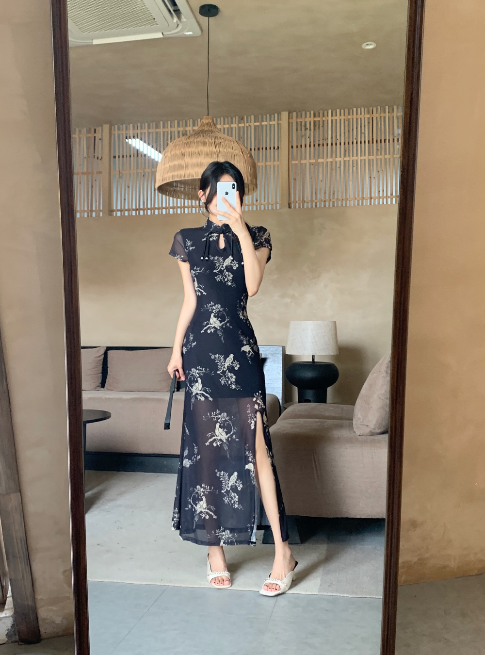 Summer long dress Chinese style cheongsam for women