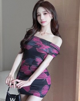 Printing tight sexy package hip high waist dress