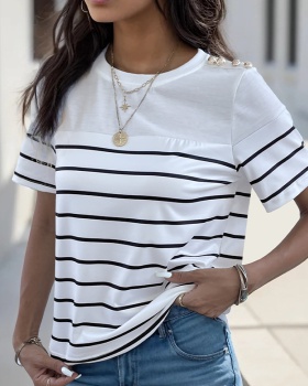 Short sleeve summer stripe T-shirt for women