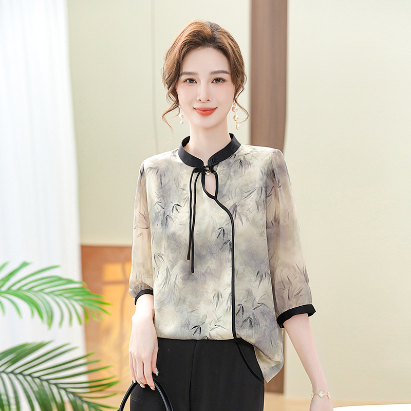 Large yard summer short sleeve chiffon shirt