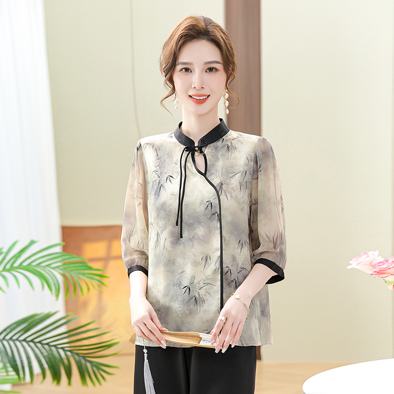 Large yard summer short sleeve chiffon shirt