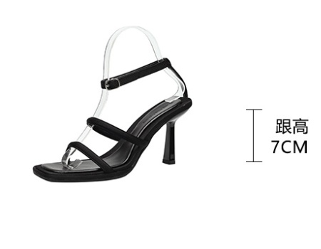 Open toe sexy sandals black high-heeled shoes for women