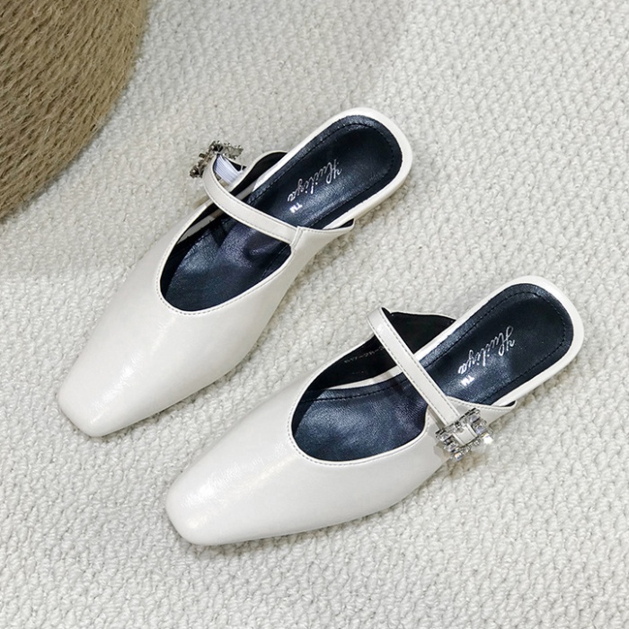 Silver France style sandals flat lazy shoes for women