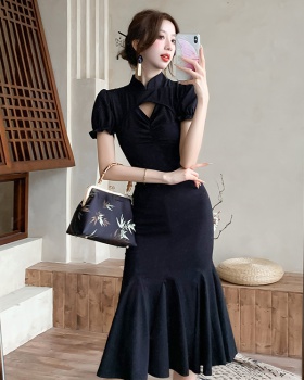 Package hip black cheongsam light mermaid dress for women