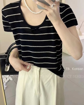 Slim summer cool T-shirt bow loose sweater for women