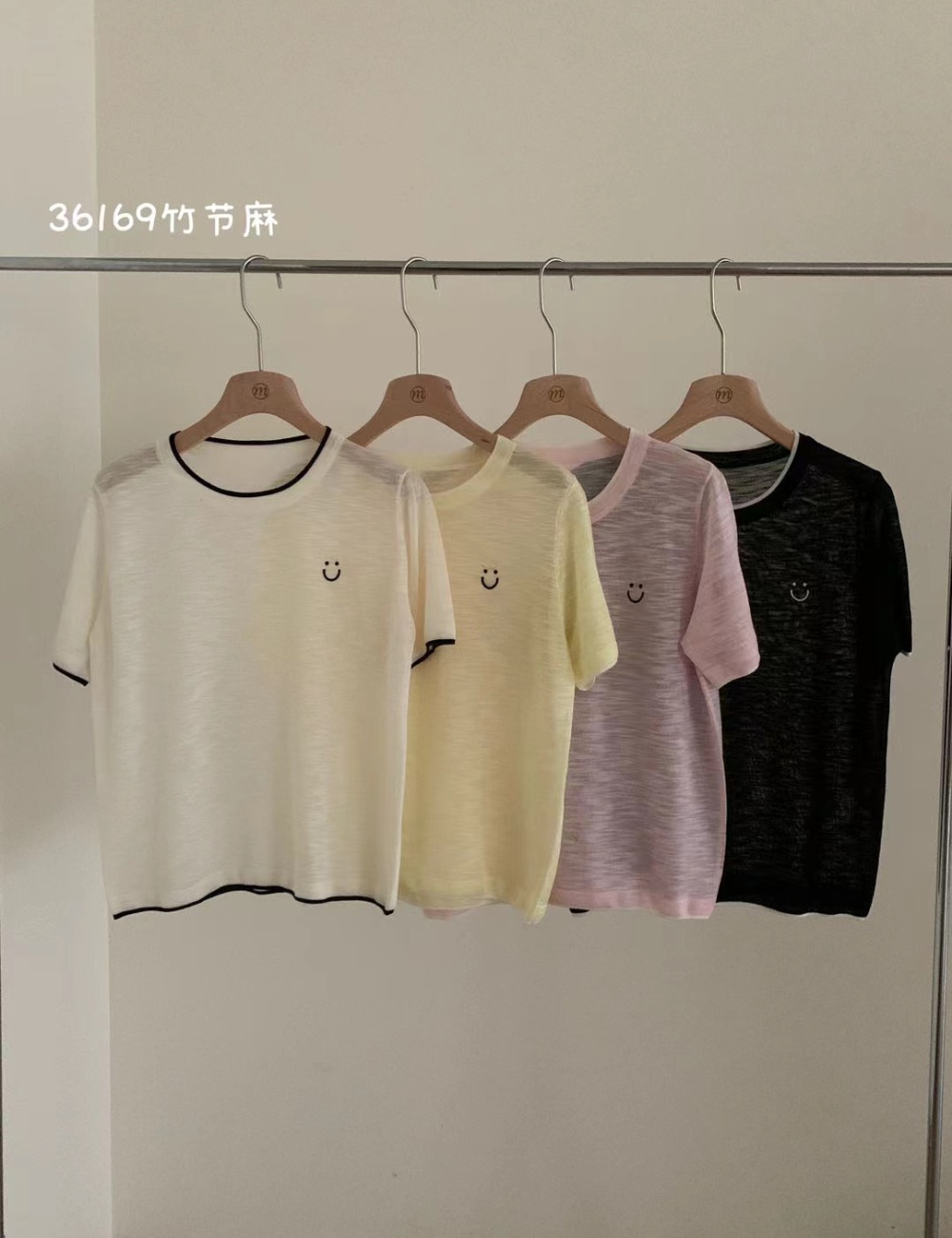 Round neck smiley tops summer short sleeve small shirt