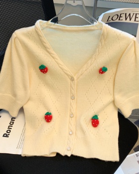 Knitted refreshing tops sweet navel cardigan for women