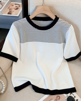 Short sleeve chanelstyle tops France style sweater for women