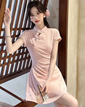 Summer short sleeve elegant Chinese style dress for women