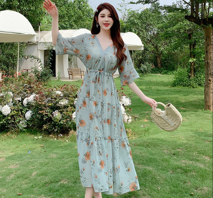 Chiffon sweet long dress Casual frenum dress